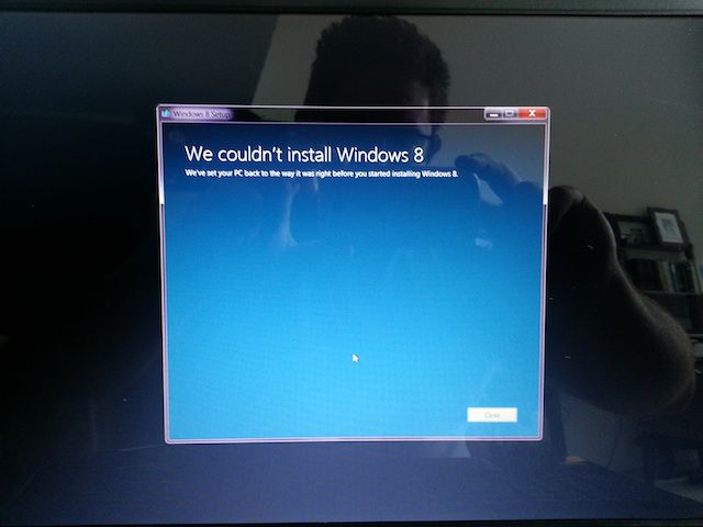 Falla de instalacion del Windows 8